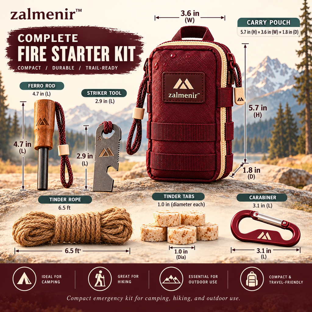 𝐳𝐚𝐥𝐦𝐞𝐧𝐢𝐫™ Camping Fire Starter Kit Outdoor Survival Tool Set