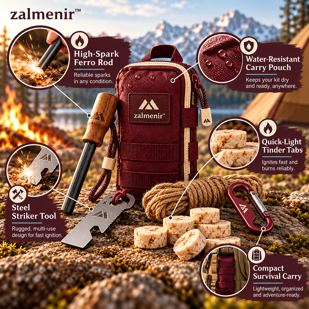 𝐳𝐚𝐥𝐦𝐞𝐧𝐢𝐫™ Camping Fire Starter Kit Outdoor Survival Tool Set