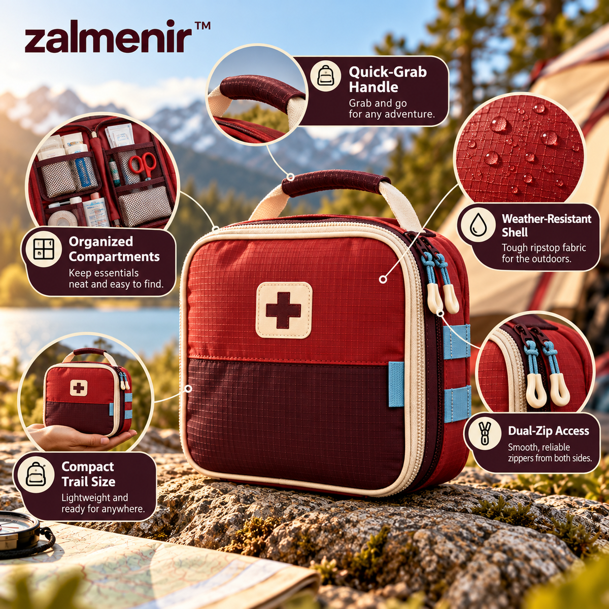 𝐳𝐚𝐥𝐦𝐞𝐧𝐢𝐫™ Compact Outdoor First Aid Kit Camping Emergency Supplies