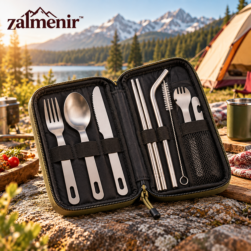 𝐳𝐚𝐥𝐦𝐞𝐧𝐢𝐫™ Camping Utensil Set Portable Outdoor Flatware Kit