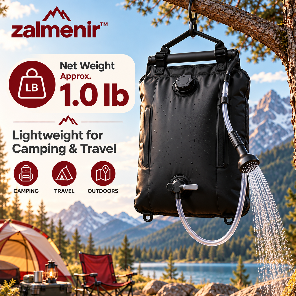 𝐳𝐚𝐥𝐦𝐞𝐧𝐢𝐫™ Portable Camping Shower Bag Outdoor Solar Shower