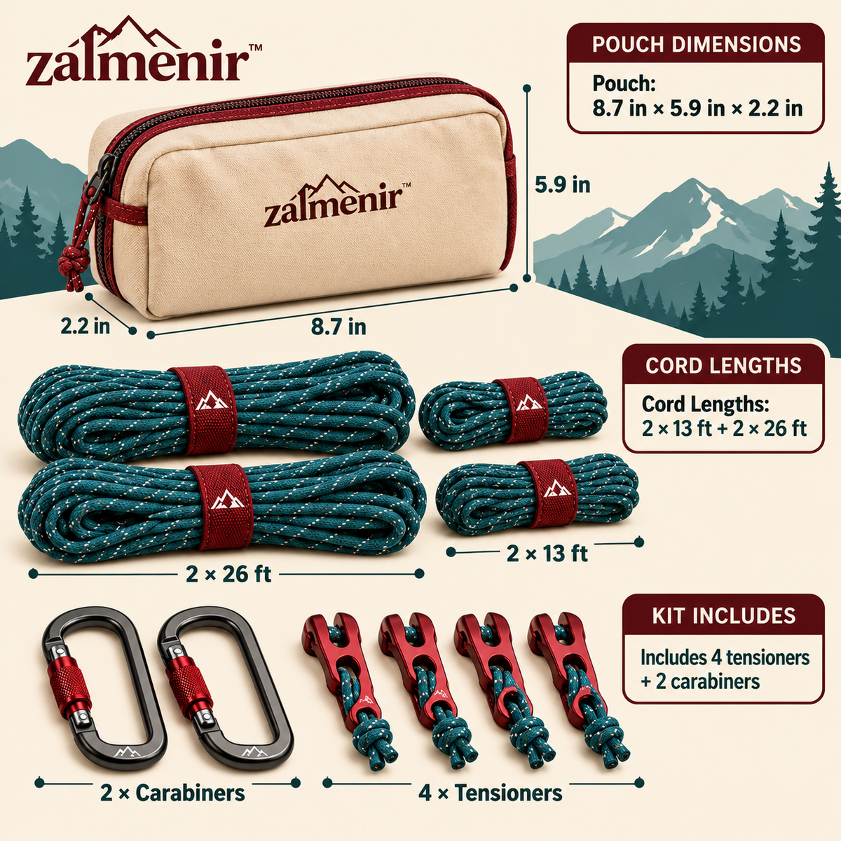 𝐳𝐚𝐥𝐦𝐞𝐧𝐢𝐫™ Outdoor Camping Rope Kit Hiking Utility Cord Set