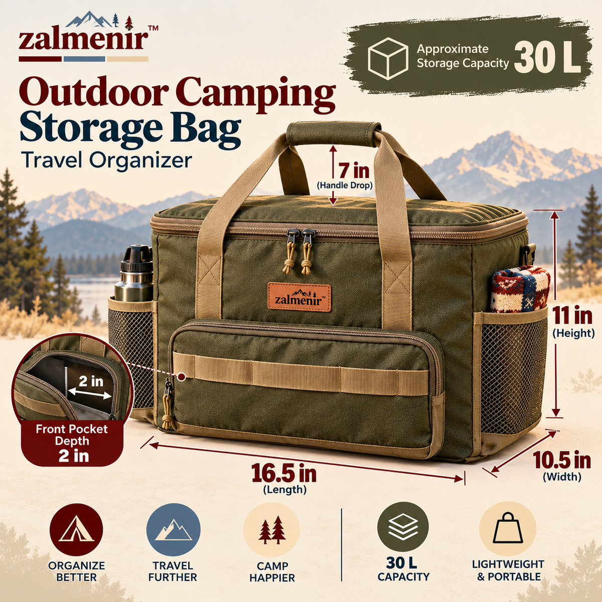 𝐳𝐚𝐥𝐦𝐞𝐧𝐢𝐫™ Outdoor Camping Storage Bag Travel Organizer