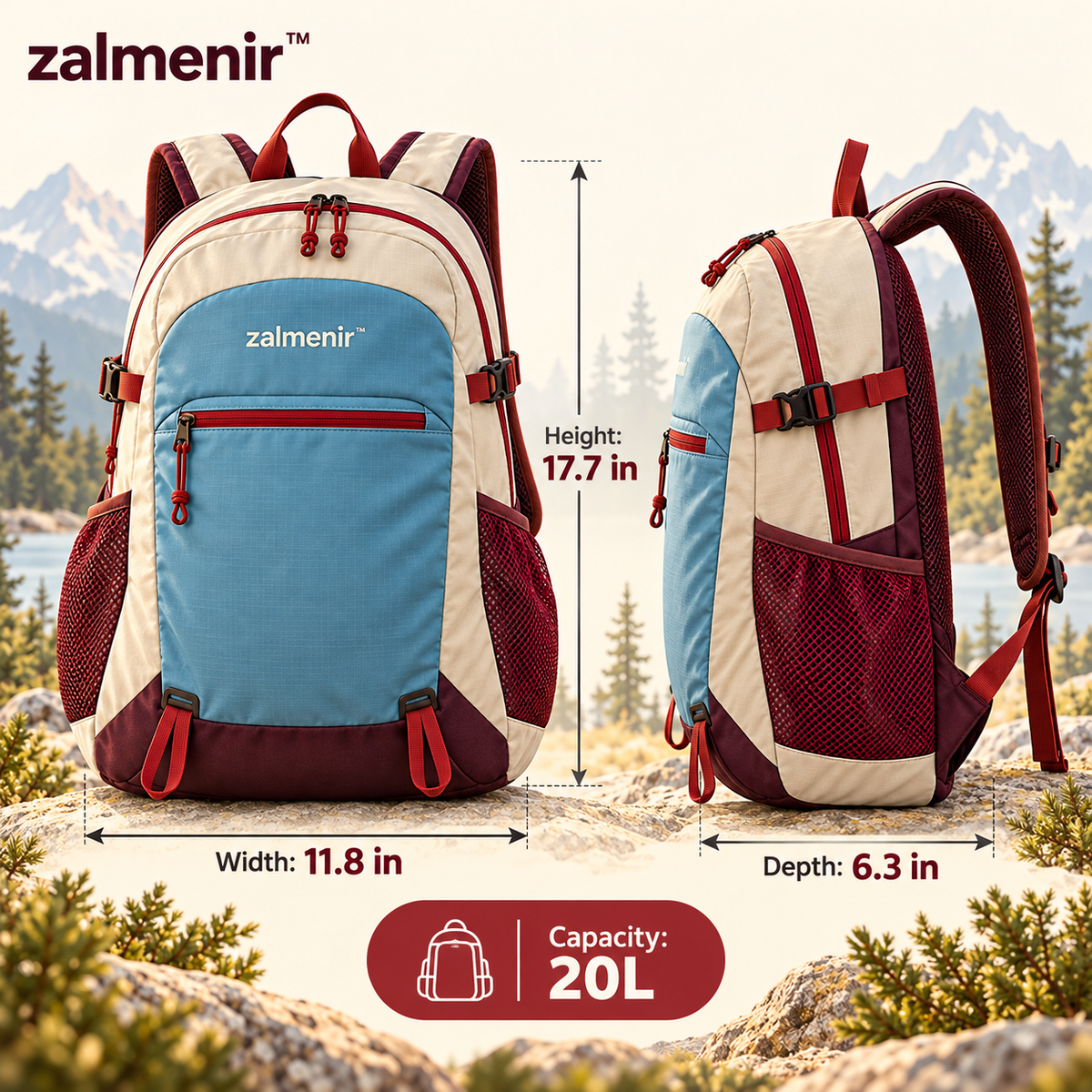 𝐳𝐚𝐥𝐦𝐞𝐧𝐢𝐫™ Lightweight Hiking Backpack Outdoor Travel Daypack
