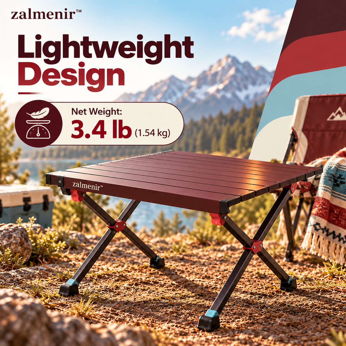 𝐳𝐚𝐥𝐦𝐞𝐧𝐢𝐫™ Folding Camping Table Portable Outdoor Picnic Table