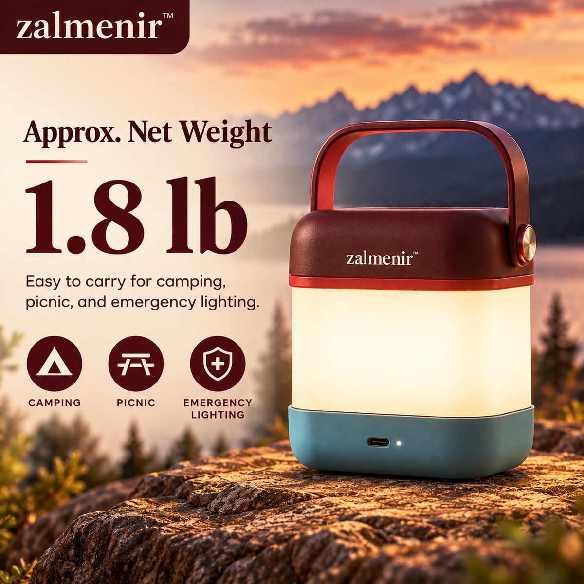𝐳𝐚𝐥𝐦𝐞𝐧𝐢𝐫™ Rechargeable Camping Lantern Portable Outdoor Light