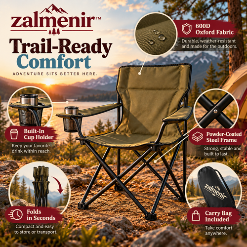 𝐳𝐚𝐥𝐦𝐞𝐧𝐢𝐫™ Folding Camping Chair Portable Outdoor Seating