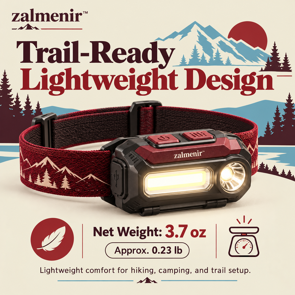 𝐳𝐚𝐥𝐦𝐞𝐧𝐢𝐫™ Rechargeable LED Headlamp Outdoor Hiking Flashlight