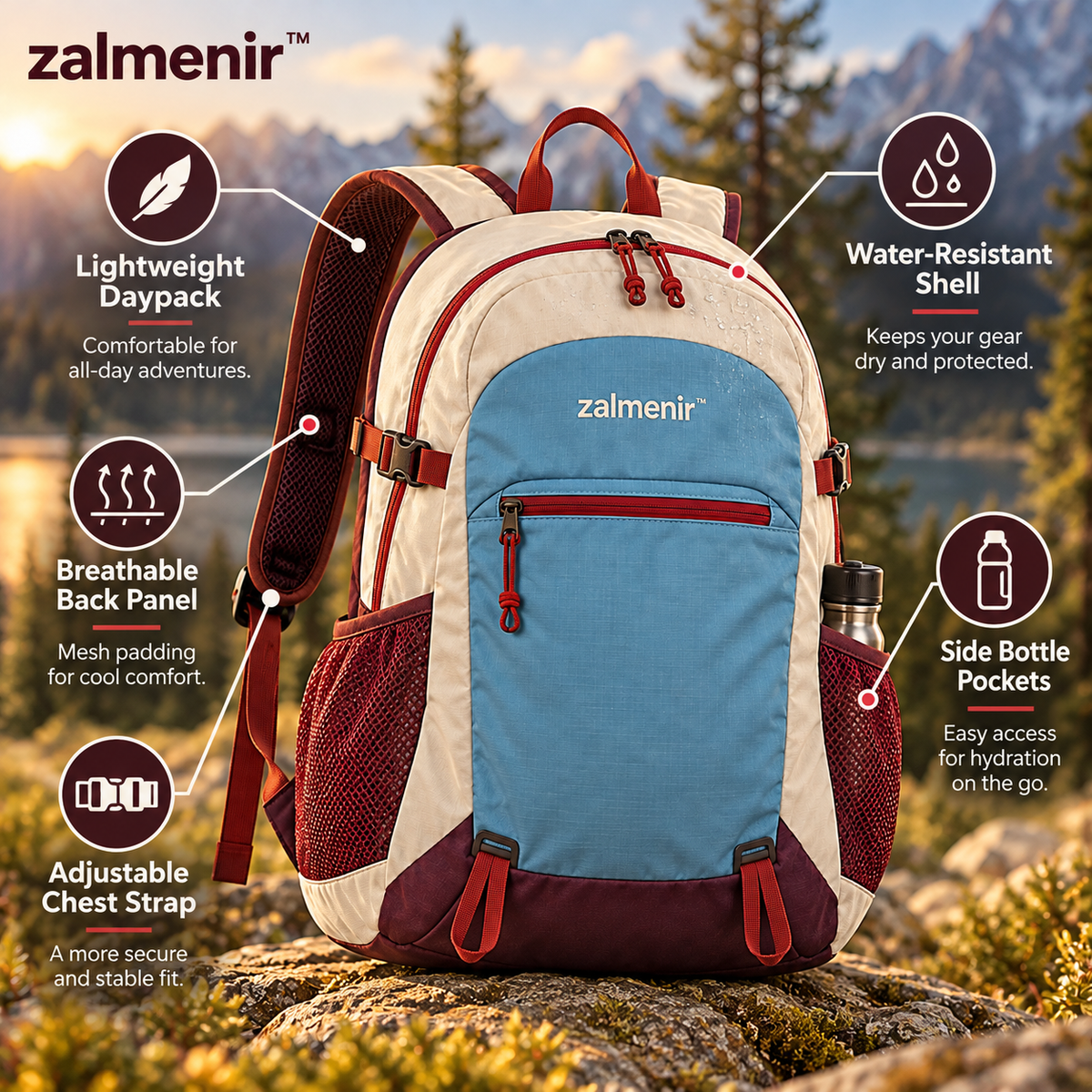 𝐳𝐚𝐥𝐦𝐞𝐧𝐢𝐫™ Lightweight Hiking Backpack Outdoor Travel Daypack